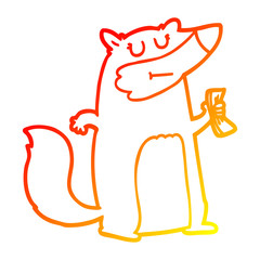 warm gradient line drawing cartoon badger holding cash