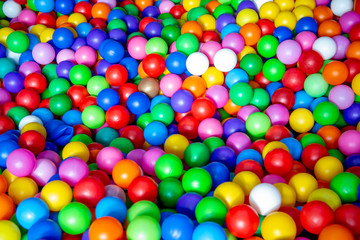 background of Colorful plastic balls in children's playroom