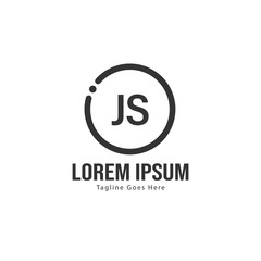 Initial JS logo template with modern frame. Minimalist JS letter logo vector illustration