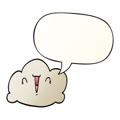 cartoon cloud and speech bubble in smooth gradient style