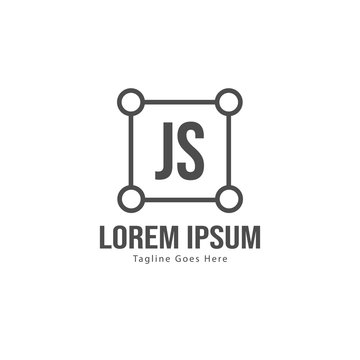 Initial JS logo template with modern frame. Minimalist JS letter logo vector illustration