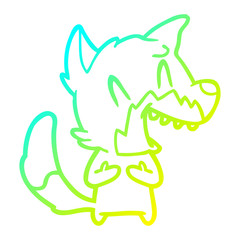 cold gradient line drawing laughing fox cartoon