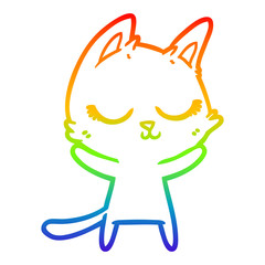rainbow gradient line drawing calm cartoon cat