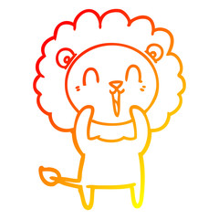 warm gradient line drawing laughing lion cartoon