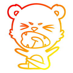 warm gradient line drawing angry cartoon bear