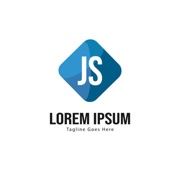 Initial JS logo template with modern frame. Minimalist JS letter logo vector illustration