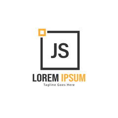 Initial JS logo template with modern frame. Minimalist JS letter logo vector illustration