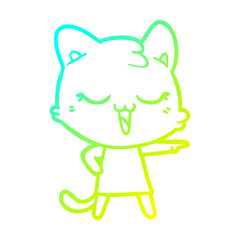 cold gradient line drawing happy cartoon cat