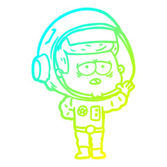 cold gradient line drawing cartoon tired astronaut