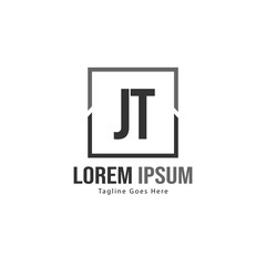 Initial JT logo template with modern frame. Minimalist JT letter logo vector illustration