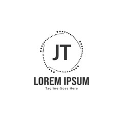 Initial JT logo template with modern frame. Minimalist JT letter logo vector illustration