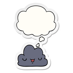cute cartoon cloud and thought bubble as a printed sticker