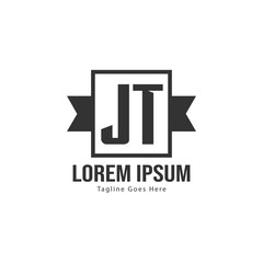 Initial JT logo template with modern frame. Minimalist JT letter logo vector illustration