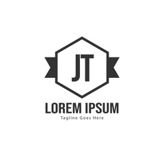 Initial JT logo template with modern frame. Minimalist JT letter logo vector illustration