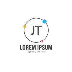 Initial JT logo template with modern frame. Minimalist JT letter logo vector illustration