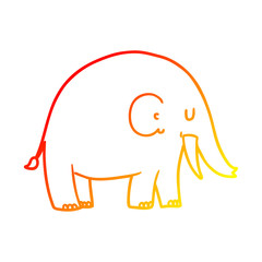 warm gradient line drawing cartoon elephant