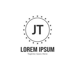 Initial JT logo template with modern frame. Minimalist JT letter logo vector illustration