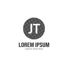 Initial JT logo template with modern frame. Minimalist JT letter logo vector illustration