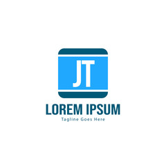 Initial JT logo template with modern frame. Minimalist JT letter logo vector illustration