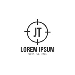Initial JT logo template with modern frame. Minimalist JT letter logo vector illustration