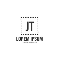 Initial JT logo template with modern frame. Minimalist JT letter logo vector illustration