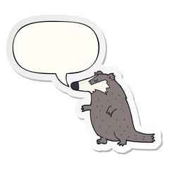 cartoon badger and speech bubble sticker