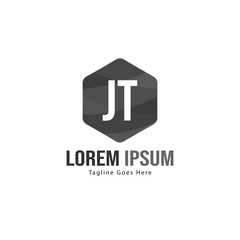 Initial JT logo template with modern frame. Minimalist JT letter logo vector illustration