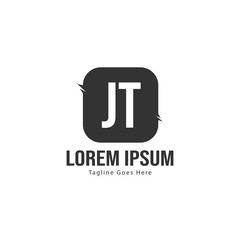 Initial JT logo template with modern frame. Minimalist JT letter logo vector illustration
