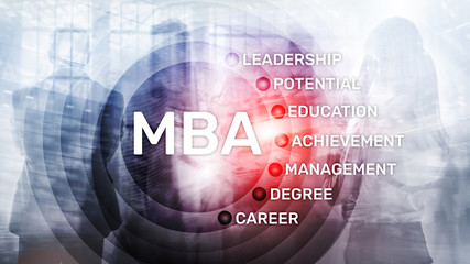 MBA - Master of business administration, e-learning, education and personal development concept