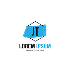 Initial JT logo template with modern frame. Minimalist JT letter logo vector illustration