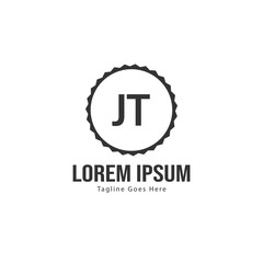 Initial JT logo template with modern frame. Minimalist JT letter logo vector illustration