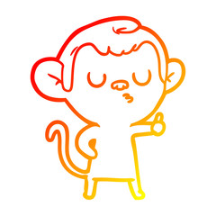 warm gradient line drawing cartoon calm monkey