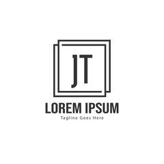 Initial JT logo template with modern frame. Minimalist JT letter logo vector illustration