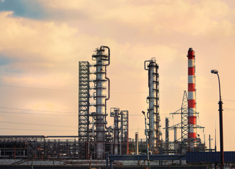 Large pipes polluting the environment at the refinery