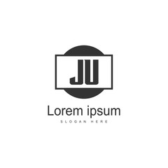 Initial JU logo template with modern frame. Minimalist JU letter logo vector illustration