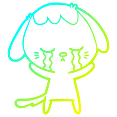 cold gradient line drawing cute puppy crying cartoon