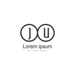Obraz premium Initial JU logo template with modern frame. Minimalist JU letter logo vector illustration