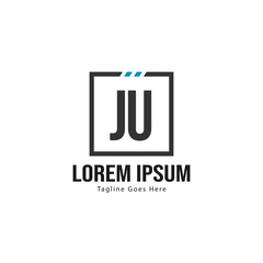 Initial JU logo template with modern frame. Minimalist JU letter logo vector illustration