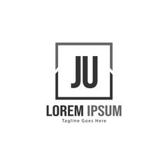 Initial JU logo template with modern frame. Minimalist JU letter logo vector illustration