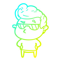 cold gradient line drawing cartoon cool guy