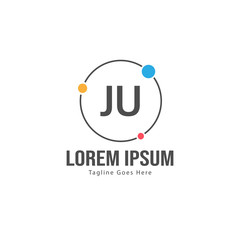Initial JU logo template with modern frame. Minimalist JU letter logo vector illustration