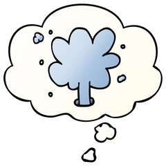 cartoon spouting water and thought bubble in smooth gradient style