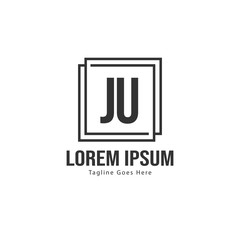 Initial JU logo template with modern frame. Minimalist JU letter logo vector illustration