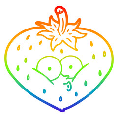 rainbow gradient line drawing cartoon strawberry