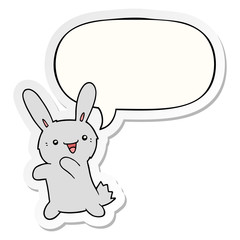 cartoon rabbit and speech bubble sticker