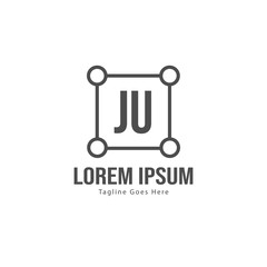 Initial JU logo template with modern frame. Minimalist JU letter logo vector illustration