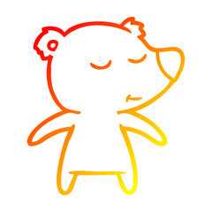 warm gradient line drawing happy cartoon bear