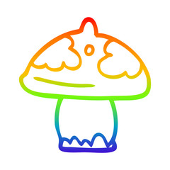 rainbow gradient line drawing cartoon mushroom