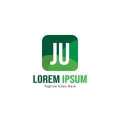 Initial JU logo template with modern frame. Minimalist JU letter logo vector illustration