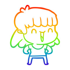 rainbow gradient line drawing cartoon woman